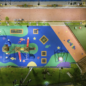 The park is now a complete sports and recreational complex spanning 5400 m², equipped with modern facilities including a play area.