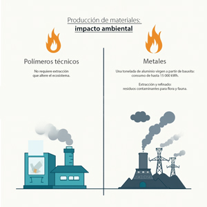 Los polímeros no requieren extracción que altere el ecosistema, por lo que reducen el impacto ambiental con respecto a los metales.